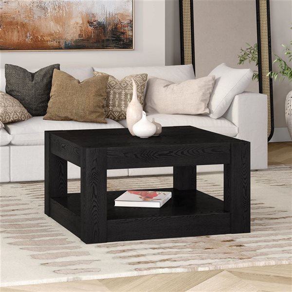 Hailey Home Hughes 32-in Wide Square Coffee Table - Black Grain