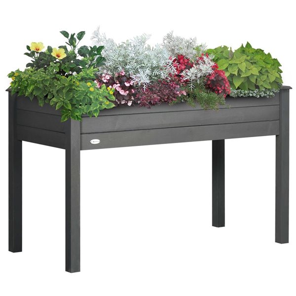 Outsunny Dark Grey Wooden Patio Elevated Garden Bed