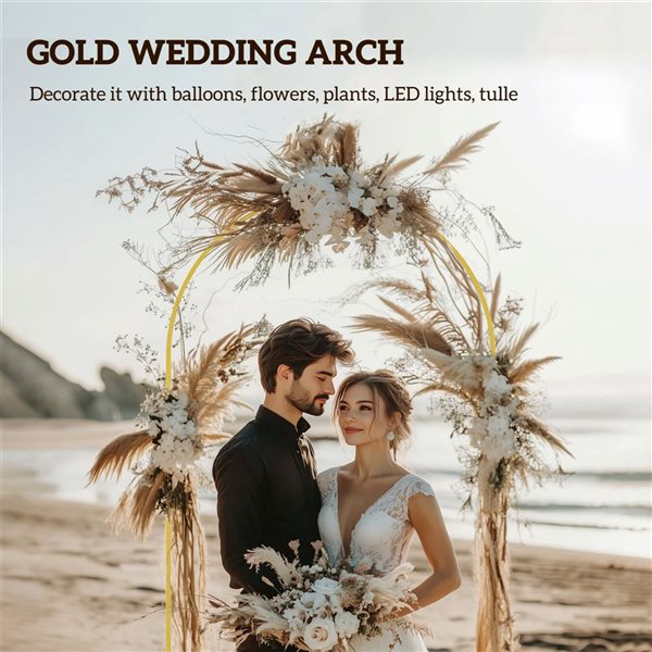 Outsunny 7 x 4-ft Gold Wedding Arch U-Shaped Stakes