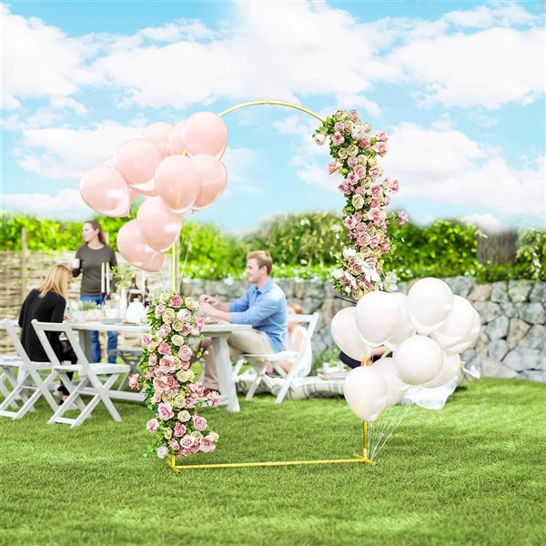 Outsunny 7 x 4-ft Gold Wedding Arch U-Shaped Stakes