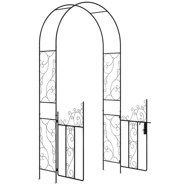 Outsunny Metal Garden Arch with Double Gate