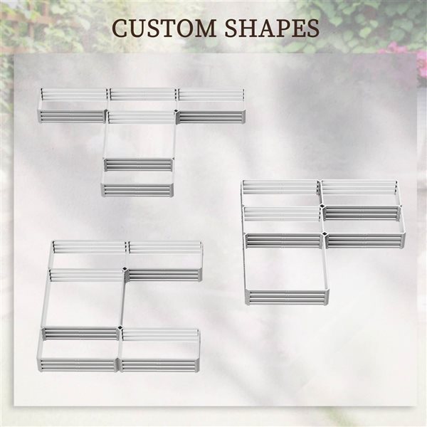 Outsunny Set of 5 8 x 8-ft Silver Raised Garden Bed for Outdoor Plants