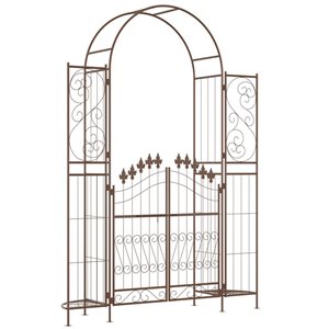 Outsunny 7-ft Black Metal Garden Arch with Double Gate