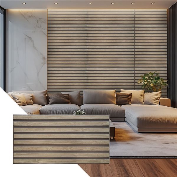 Dundee Deco 3.2 x 1.6-ft Faux Wood 3D Wall Panel - Ochre