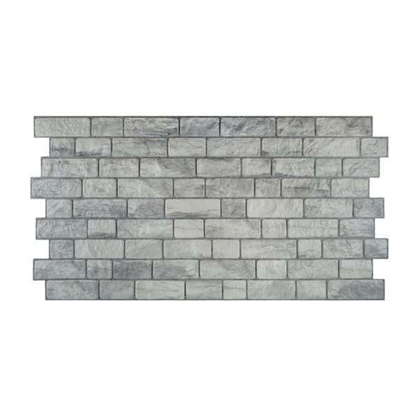 Dundee Deco 3.2 x 1.6-ft Faux Bricks 3D Wall Panel - Grey