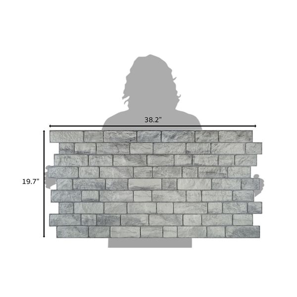 Dundee Deco 3.2 x 1.6-ft Faux Bricks 3D Wall Panel - Grey