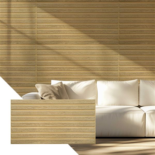 Dundee Deco 3.2 x 1.6-ft Faux Wood 3D Wall Panel - Gold