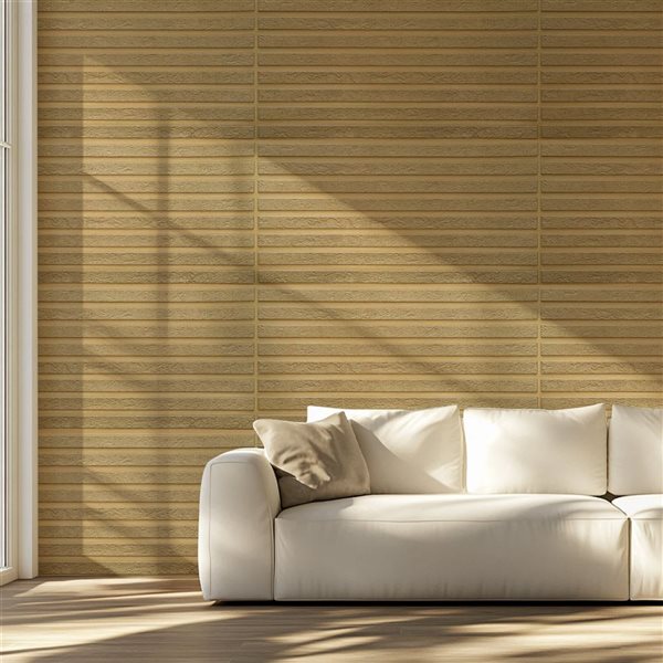 Dundee Deco 3.2 x 1.6-ft Faux Wood 3D Wall Panel - Gold