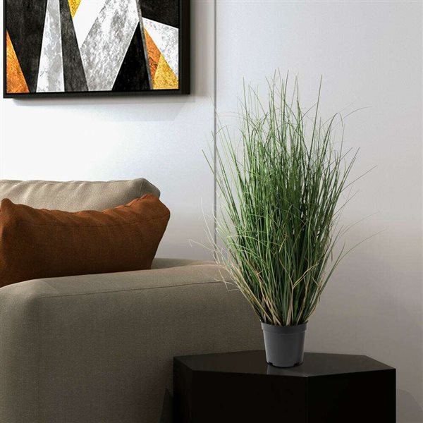 Vickerman 24-in Artificial Potted Green Curled Grass