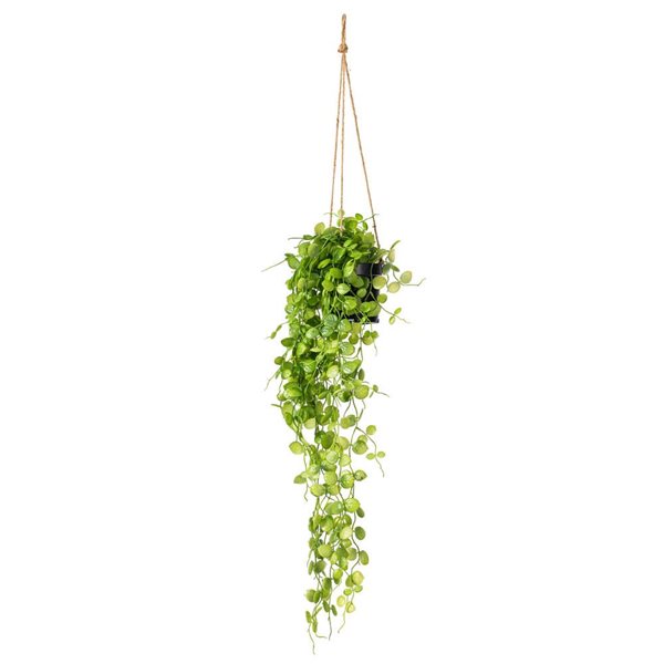Vickerman 29-in Artificial Green Mini Leaf Ivy in Hanging Pot