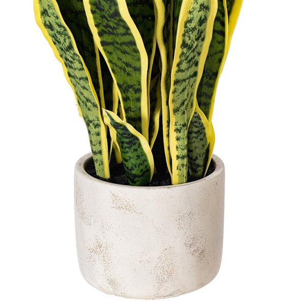 Vickerman 28-in Artificial Green Snake Plant in Cement Pot