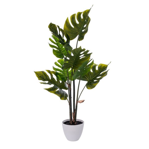 Vickerman 37-in Artificial Green Monstera Plant in White Pot