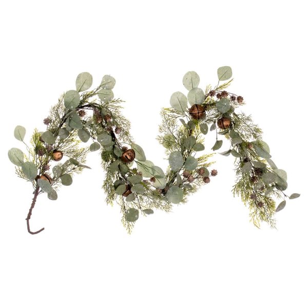 Vickerman 5-ft Artificial Winter Cedar, Pinecone, Eucalyptus, and Brown Jingle Bell Garland