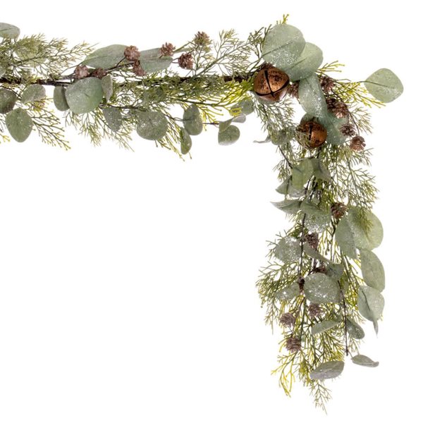 Vickerman 5-ft Artificial Winter Cedar, Pinecone, Eucalyptus, and Brown Jingle Bell Garland