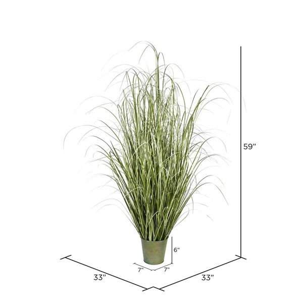 Vickerman 59-in H Artificial Potted Native Green Grass Plant