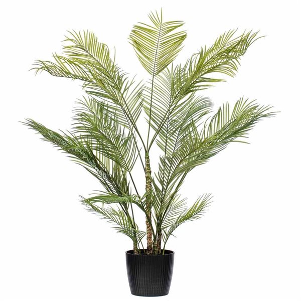 Vickerman 70.5-in Artificial Green Areca Palm Plant in Black Plastic Pot