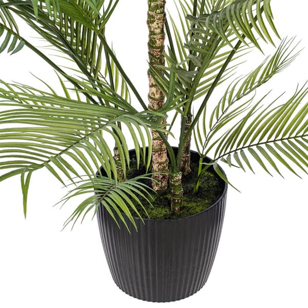 Vickerman 70.5-in Artificial Green Areca Palm Plant in Black Plastic Pot