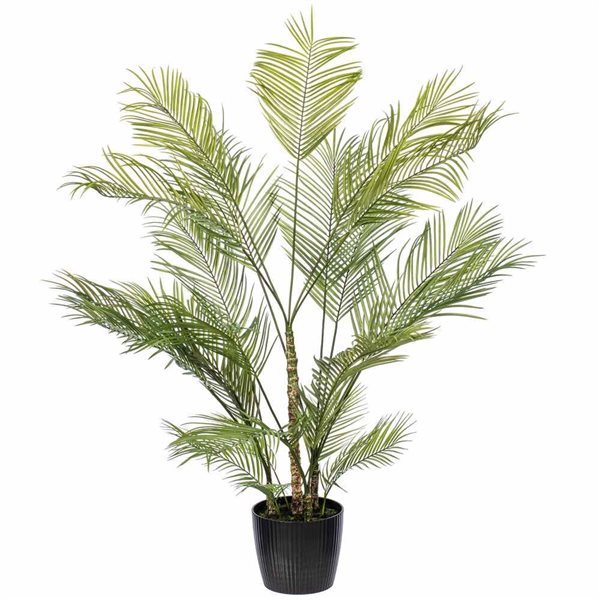 Vickerman 70.5-in Artificial Green Areca Palm Plant in Black Plastic Pot
