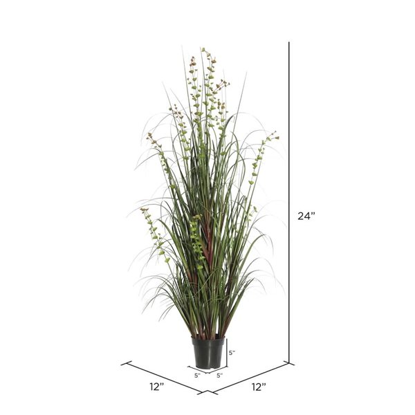Vickerman 24-in Artificial Potted Green Grass and Eucalyptus