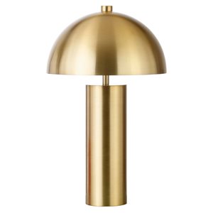 Lampe de table moderne York de Hailey Home 15 po h. métal fini laiton avec abat-jour en forme de dôme