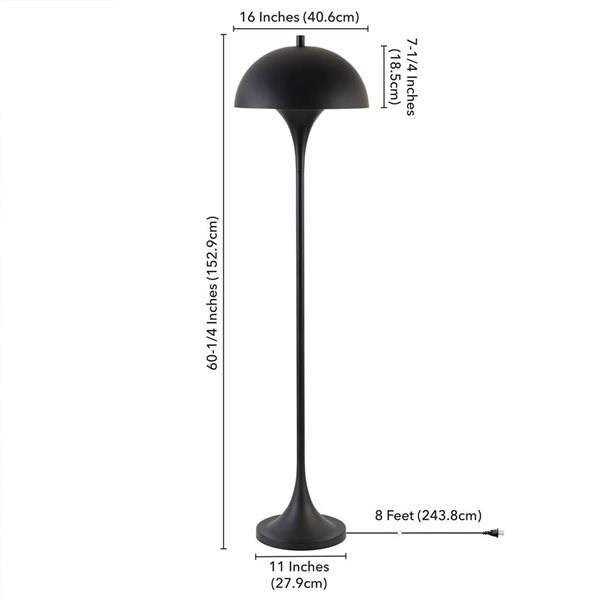 Hailey Home Vega 61-in H Blackened Bronze Mid-Century Floor Lamp with Metal Shade