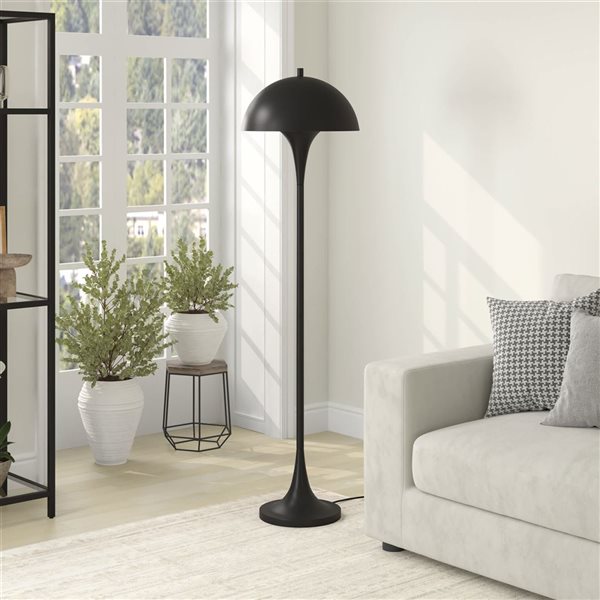 Hailey Home Vega 61-in H Blackened Bronze Mid-Century Floor Lamp with Metal Shade