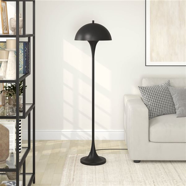 Hailey Home Vega 61-in H Blackened Bronze Mid-Century Floor Lamp with Metal Shade