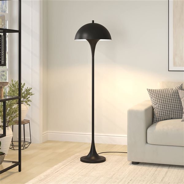 Hailey Home Vega 61-in H Blackened Bronze Mid-Century Floor Lamp with Metal Shade