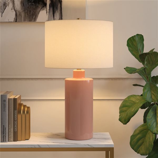 Hailey Home Selina 25-in H Dusty Pink Ceramic Table Lamp with