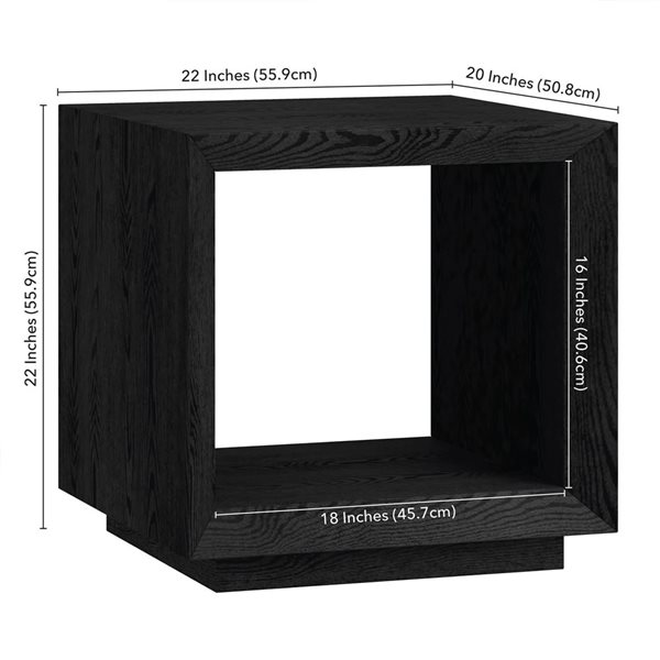 Hailey Home Tannen 22-in W Black Grain MDF Contemporary Rectangular Side Table