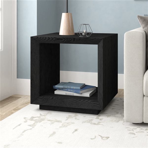 Hailey Home Tannen 22-in W Black Grain MDF Contemporary Rectangular Side Table