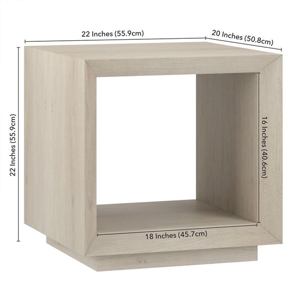 Hailey Home Tannen 22-in W Alder White MDF Contemporary Rectangular Side Table