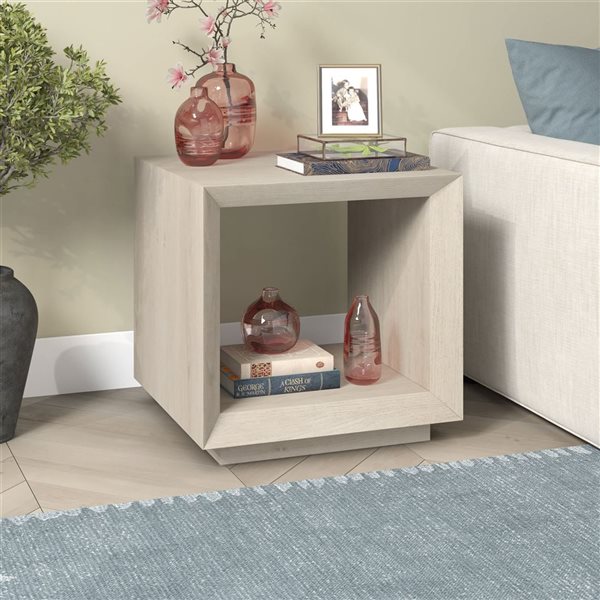 Hailey Home Tannen 22-in W Alder White MDF Contemporary Rectangular Side Table
