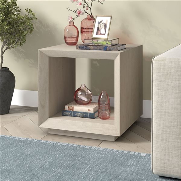 Hailey Home Tannen 22-in W Alder White MDF Contemporary Rectangular Side Table