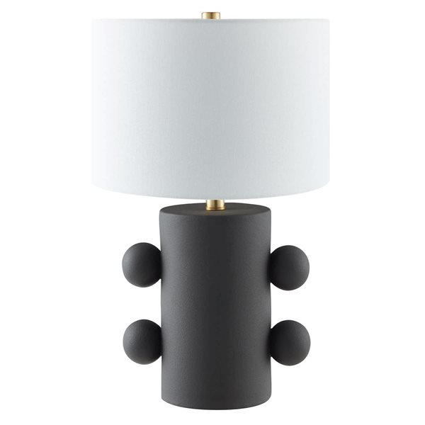Hailey Home Jurrah 20-in H Matte Black Ceramic Table Lamp with White Fabric Shade