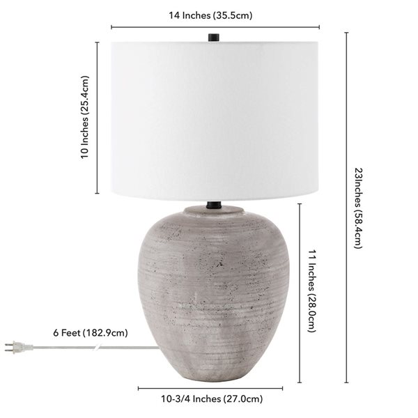 Hailey Home Shira 23-in H Cool Terracotta Ceramic Table Lamp with White Fabric Drum Shade