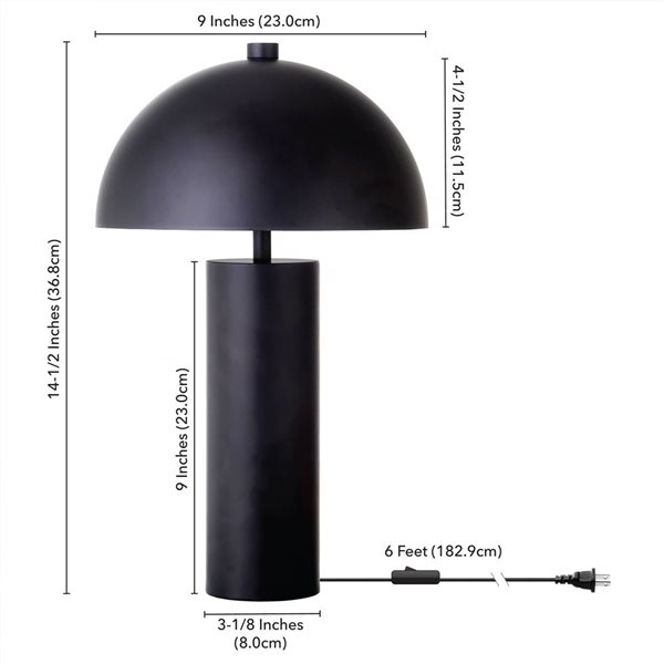 Hailey Home York 15-in H Blackened Bronze Metal Modern Table Lamp with Domed Shade