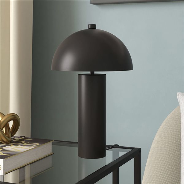 Hailey Home York 15-in H Blackened Bronze Metal Modern Table Lamp with Domed Shade
