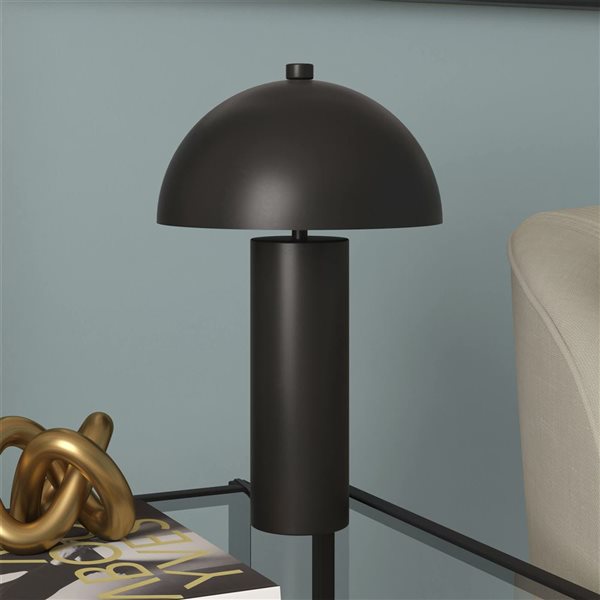 Hailey Home York 15-in H Blackened Bronze Metal Modern Table Lamp with Domed Shade