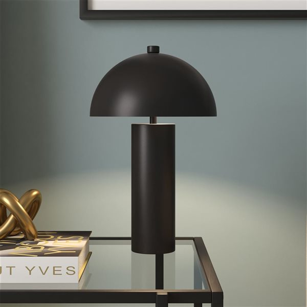 Hailey Home York 15-in H Blackened Bronze Metal Modern Table Lamp with Domed Shade
