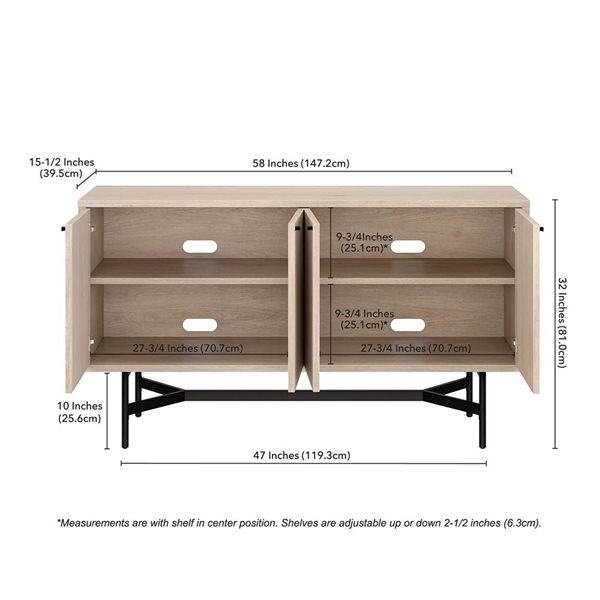 Hailey Home Richmond 58 W x 32-in H Alder White Composite Modern Rectangular Sideboard