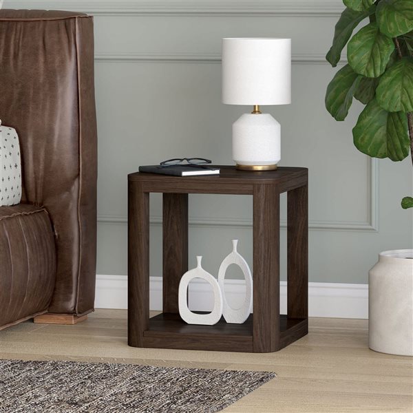 Hailey Home Stellan 20-in W Alder Brown MDF Contemporary Square Side Table