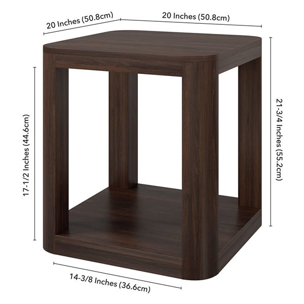 Hailey Home Stellan 20-in W Alder Brown MDF Contemporary Square Side Table