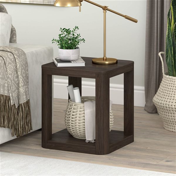 Hailey Home Stellan 20-in W Alder Brown MDF Contemporary Square Side Table
