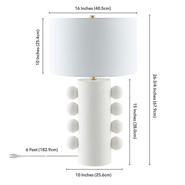 Hailey Home Jurrah 27-in H Matte White Ceramic Table Lamp with White Fabric Shade
