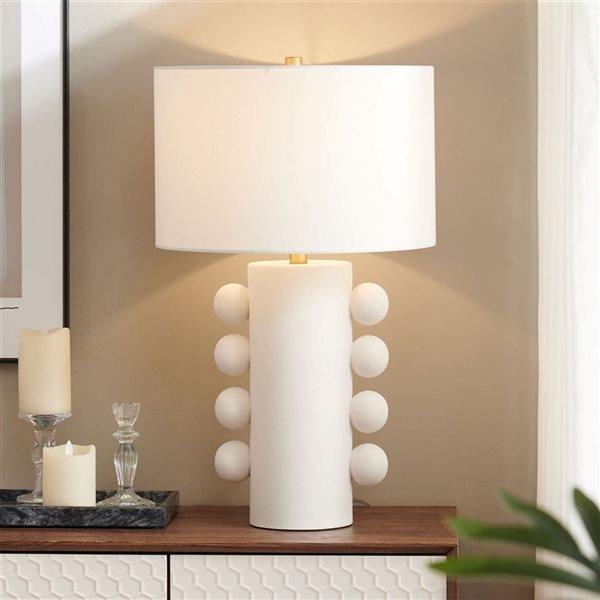 Hailey Home Jurrah 27-in H Matte White Ceramic Table Lamp with White Fabric Shade