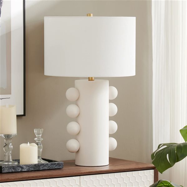 Hailey Home Jurrah 27-in H Matte White Ceramic Table Lamp with White Fabric Shade