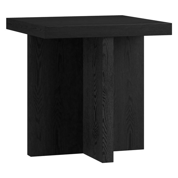 Hailey Home Elna 22-in W Black Grain MDF Scandinavian Square Side Table