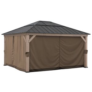 Sunjoy Brown Polyester Gazebo Replacement Privacy Side Wall Curtains for 13 x 15-ft Gazebos