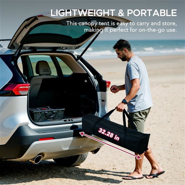 Sunjoy Cabana White and Navy 4 x 4-ft Fabric Pop-Up Canopy Tent Gazebo w/ Sidewalls